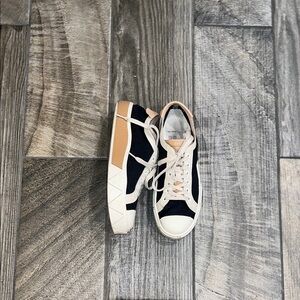 Schutz destructed look Classic Black and White Low-Top Sneakers w/ Blush Accents